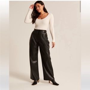 Abercrombie Curve Love Tailored Vegan Leather Wide Leg Pants